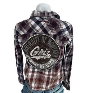 University of Montana Grizzlies Plaid Flannel Shirt SMALL Griz Football Tailgate